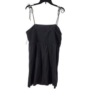 Old Navy Women's XL Black Linen Blend Mini Tank Dress with Pockets New